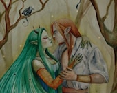 romantic elves and dragons card / fairy card / Nice decoration , gift for family or friends