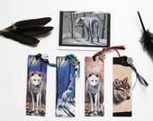 Wolf set  4x bookmarks 1x card ,  great christmas gift for friend  family and yourself