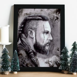 Vikingos : Ubbe artprint / Ragnar / mitología nórdica / Wikinger / decoración entintada , regalo mágico para amigos de la familia / Inicio