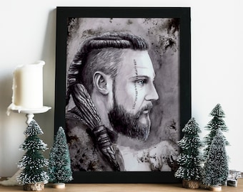 Vikings :  Ubbe artprint / Ragnar / norse mythology / Wikinger / inked decoration , magical gift for family friends / Home