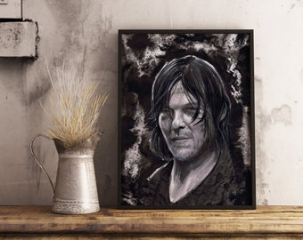 Walking Dead Negan Daryl Dixon Tirage d’art / Norman Reedus / Zombie / Jeffrey Dean Morgan / Décoration cadeau de Noël Anniversaire