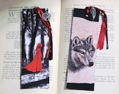 2x Red Riding and the Wolf bookmarks / Roodkapje / Winter / Sprookje ,  great gift for friend , love , family and yourself