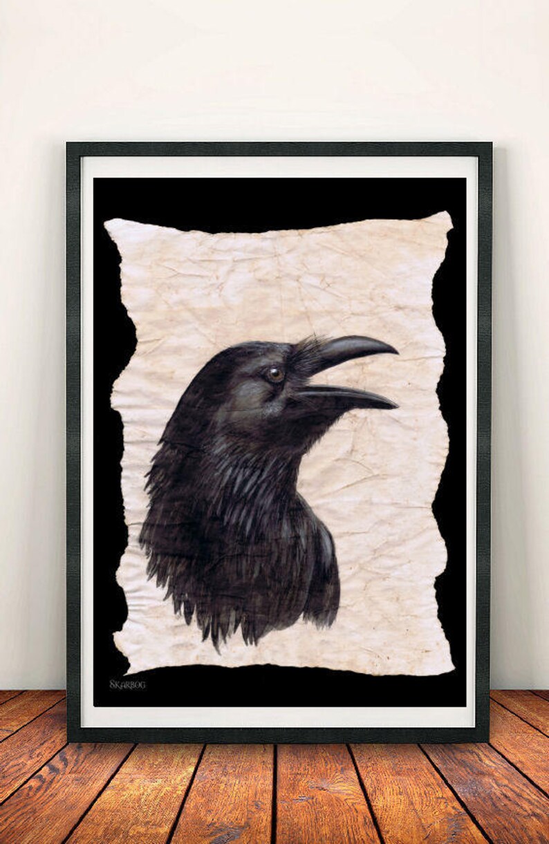 1 Print Ravenfriend: Raven / Bird / Corvus Corax / Fantasy / raben / Nice winter decoration, magical gift for family/ friends / Home image 2