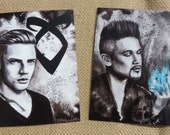 set 2 x postcard a6 shadowhunters / magnus bane /  jace / Parabatai / Malec / clary fairchild / warlock decoration gift birthday