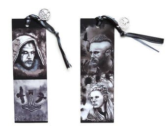 2 Floki Ragnar Lagertha vikings bookmark / Winter / raven and norse saga,  great reading gift for friend, bookwarrior family or yourself