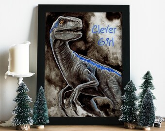 Dinosaur Artprint Velociraptor / brachiosaurus / mosasaurus / jurassic world / dimetrodon / Parasaurolophus / Ankylosaurus / Clever girl