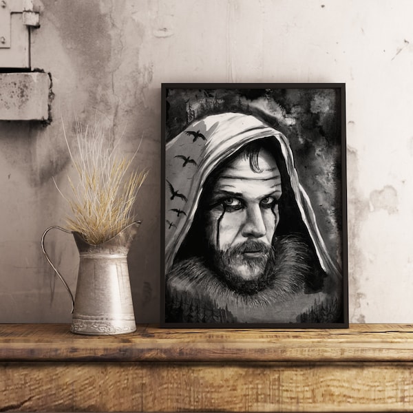 Vikings Floki with raven artprint / norse mythology / Wikinger / decoration , magical gift for family friends / Home