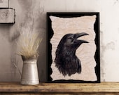 1  Print Ravenfriend: Raven / Bird / Corvus Corax / Fantasy / raben / Nice winter decoration, magical gift for family/ friends / Home