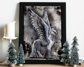 Art Print: mythological beasts inkdrawing / birthday Christmas gift for you or fantastic friends /  creatures