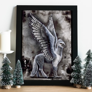 Art Print: mythological beasts ink drawing / birthday Christmas gift for you or fantastic friends / creatures