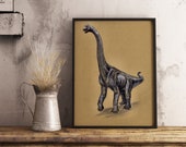 Artprint brachiosaurus / mosasaurus / jurassic world / creature / prehistoric / nursery paleoillustration magical gift family / friends