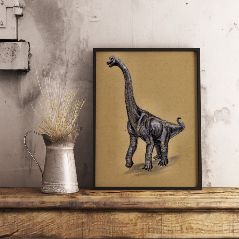 Dinosaur Artprint Velociraptor / brachiosaurus / mosasaurus / jurassic world / dimetrodon / Parasaurolophus / Ankylosaurus / Clever girl 2. Brachiosaurus