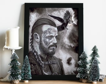 Vikings harald artprint / ragnar / Floki / Adventure raven / creature / yule winter decoration, magical gift family / friends / christmas