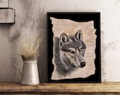 Wildlife animal Wolf decoration /  Canine / Lupus / Fantasy / Nice walldeco , magical gift for family/ friends / Home