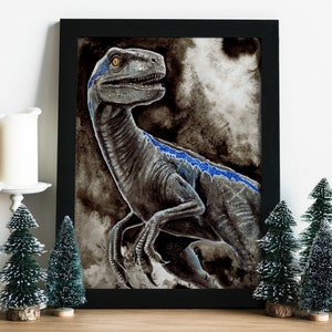 Dinosaur Artprint Velociraptor / brachiosaurus / mosasaurus / jurassic world / dimetrodon / Parasaurolophus / Ankylosaurus / Clever girl 4. Velociraptor