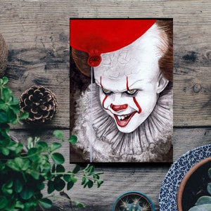 Tarjeta pennywise / botón rojo / criatura / payaso aterrador / decoración de invierno, regalo mágico familia / amigos / regalo de navidad
