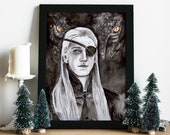 HOTD :  Aemond Targaryen artprint / Daemon / Dragonrider / Vhaegar / inked decoration , magical gift for family or friends / Home