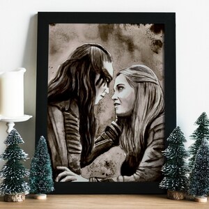 the 100 artprint A4 : Clarke Griffin y Leksa kom Trikru / wanheda / Blood / Klark kom Skaikru / regalo mágico para familiares o amigos