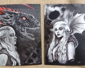 post cards Daenarys Targaryen   / Mother of dragons / Khaleesi / Drogon / Dragons /  game of thrones / stormborn / gift / Poster / Stark