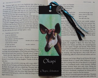 Bookmark Okapi , giraffidae , autumn reading Pleasure ,  Gift for booklover friend family or yourself