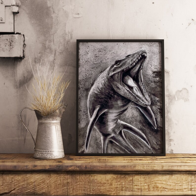 Dinosaur Artprint Velociraptor / brachiosaurus / mosasaurus / jurassic world / dimetrodon / Parasaurolophus / Ankylosaurus / Clever girl image 7