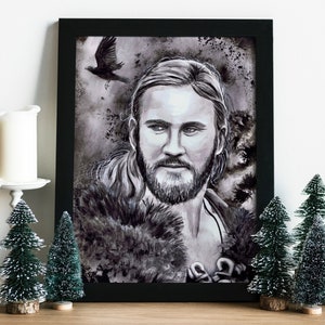 Vikingos: Rollo artprint / Ragnar / mitología nórdica / Wikinger / decoración entintada, regalo mágico para amigos de la familia / Inicio