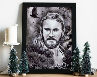 Vikings :  Rollo artprint / Ragnar / norse mythology / Wikinger / inked decoration , magical gift for family friends / Home