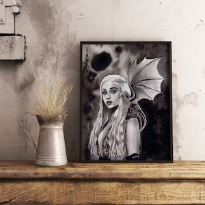 Impressão artística do dragão Daenerys Targaryen / Rainha da Ambição / Stormborn / Drogon / Fantasia / Bela decoração, presente mágico para família/amigos