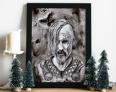 Vikings :  Halfdan artprint / Ragnar / harald / norse mythology / Wikinger / inked decoration , magical gift for family friends / Home