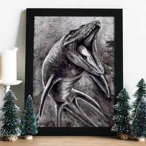 Artprint brachiosaurus / mosasaurus / jurassic world / creature / prehistoric / nursery paleoillustration magical gift family / friends image 8