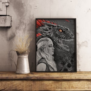 Dragon and Storm born Print/Drogon/Fantasia/bela decoração, presente mágico para família/amigos