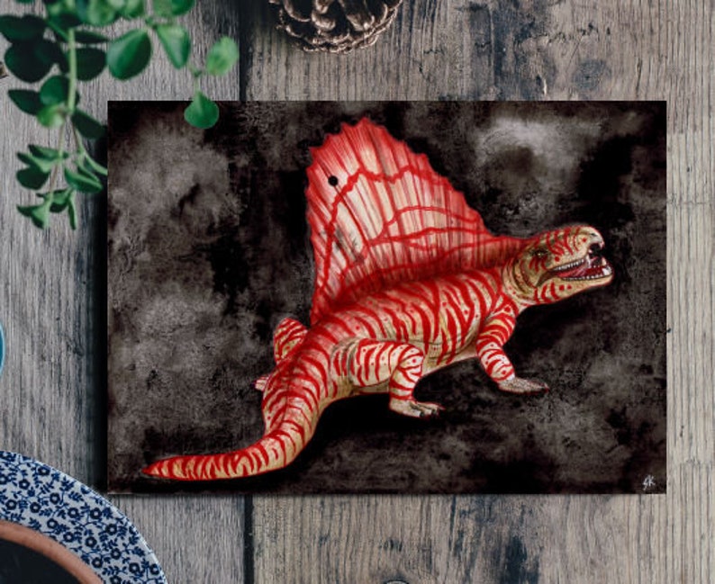 Dinosaur Artprint Velociraptor / brachiosaurus / mosasaurus / jurassic world / dimetrodon / Parasaurolophus / Ankylosaurus / Clever girl 6. Dimetrodon