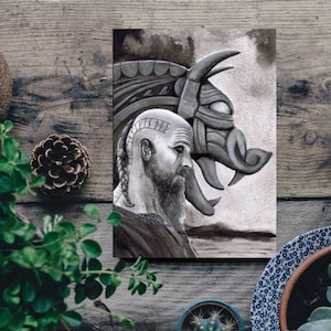 card vikings  floki or ragnar / tree of life and warrior / raven/ perfect to send or nice gift for friend or family