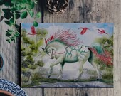 Print Unicorn , horse for horselovers , horse art , pagan , Nice decoration , gift for family or friends