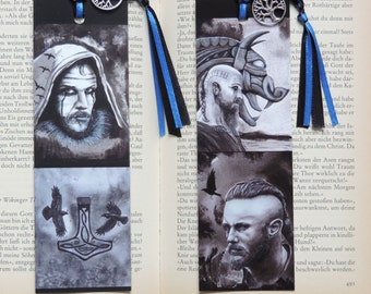 Floki Ragnar vikings 2x  bookmarks/ Winter raven and norse saga,  great reading gift for friend , bookwarrior , family or yourself