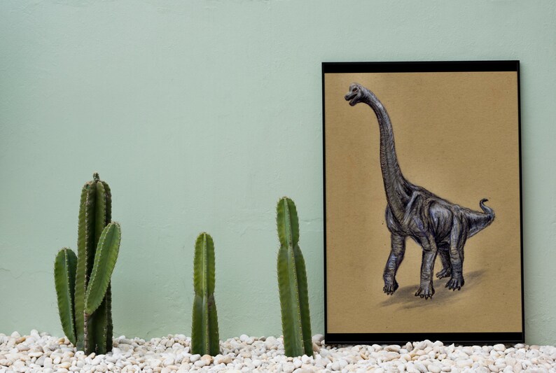 Artprint brachiosaurus / mosasaurus / jurassic world / creature / prehistoric / nursery paleoillustration magical gift family / friends image 6