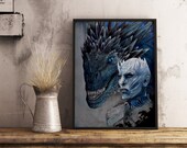 1 Print nightking with Dragon / game of thrones 8 / Stormborn Targaryen / viserion / Fantasy / Nice decoration gift for family / friends