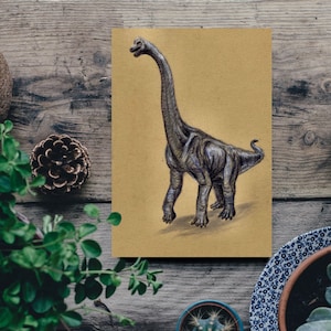 Art card mosasaurus/ brachiosaurus / jurassic world / creature / prehistoric / nursery winter decoration / magical gift family / friends image 2