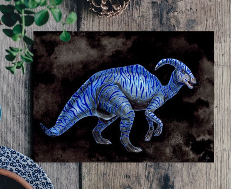 Dinosaur Artprint Velociraptor / brachiosaurus / mosasaurus / jurassic world / dimetrodon / Parasaurolophus / Ankylosaurus / Clever girl 5. Parasaurolophus