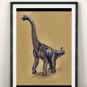 Artprint brachiosaurus / mosasaurus / jurassic world / creature / prehistoric / nursery paleoillustration magical gift family / friends 2. Brachiosaurus