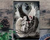 Good Omens Aziraphale and Crowley  card - angel and demon - winter decoration - magical gift for friend or booklover