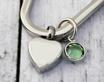 Heart Urn Keychain - Cremation - Ashes - Key chain - Cremation Heart - Always In My Heart - Birthstone -Sympathy Gift - Memorial