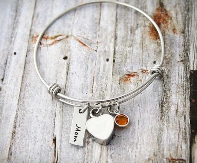Memorial Bracelet Mom Child Memorial Bangle Urn Dad Cremation Ashes Remembrance Jewelry Personalized Bracelet Sympathy