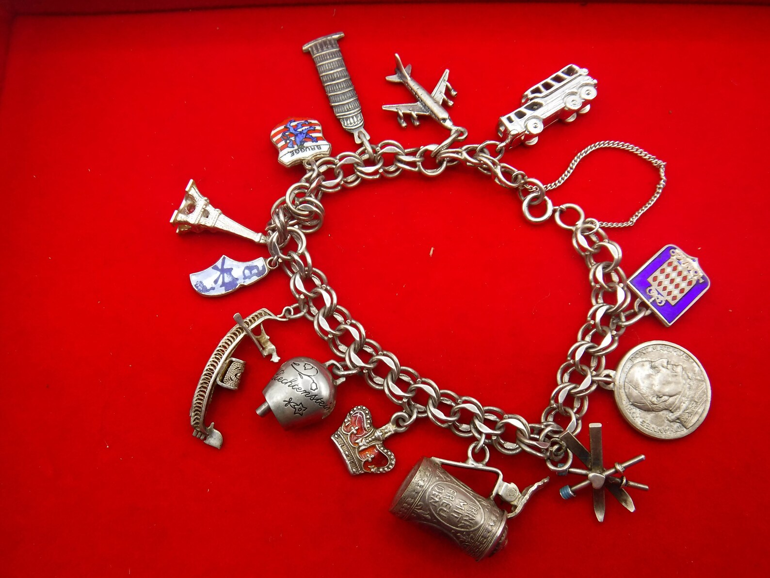 1970s Sterling Silver Charm Bracelet Loaded 13 Charms Well | Etsy