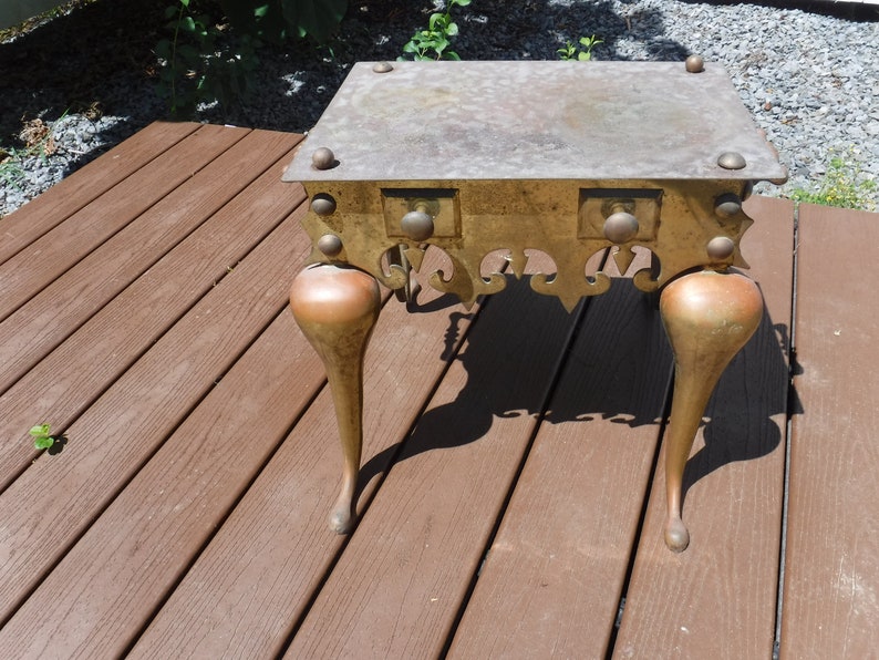 Antique 19th Century Iron Brass Footman Fireplace Hearth Trivet Stand