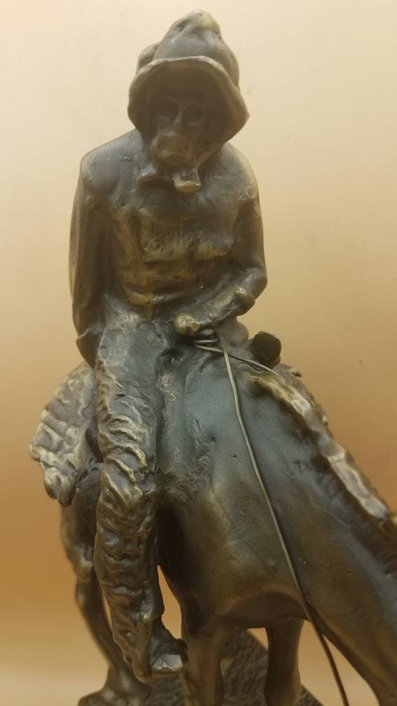 Vintage Bronze Cowboy Sculpture on a Marble Stand 11 1/2 Etsy