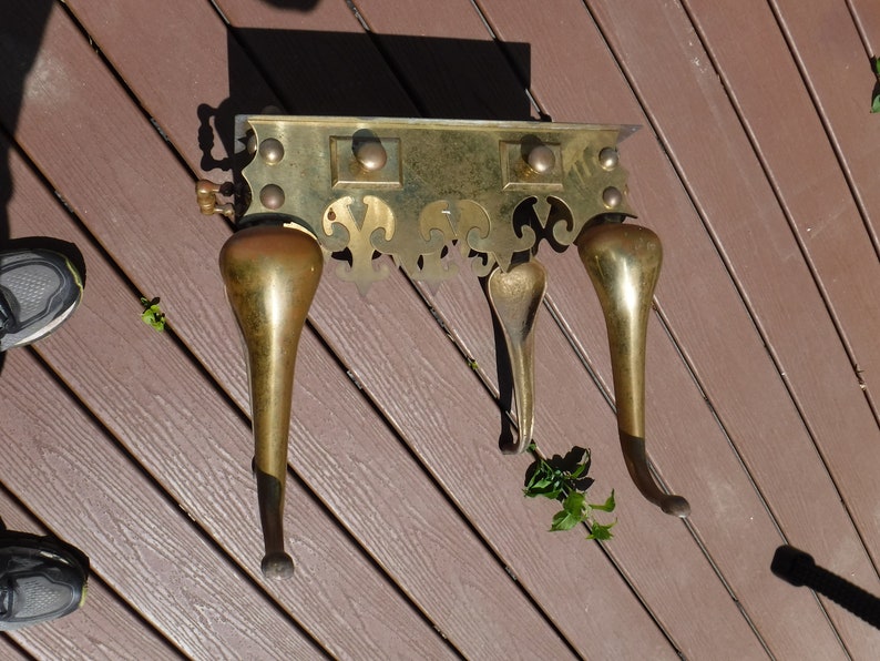 Antique 19th Century Iron Brass Footman Fireplace Hearth Trivet Stand