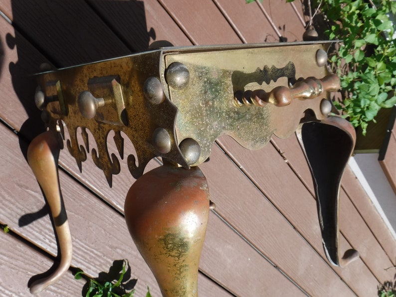 Antique 19th Century Iron Brass Footman Fireplace Hearth Trivet Stand