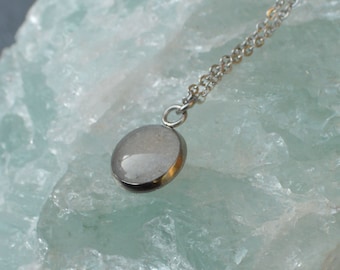 Genuine Lunar Meteorite Moon Dust Medium Hand Blown Necklace Hypoallergenic Stainless Steel