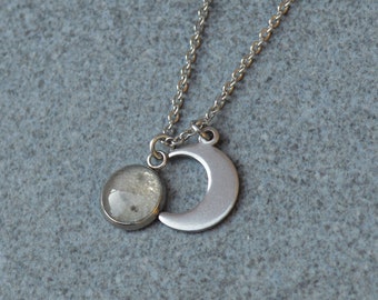 Moon Dust Hand Blown Necklace Hypoallergenic Stainless Steel Silver